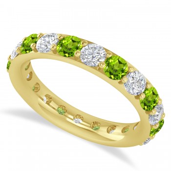 Diamond & Peridot Eternity Wedding Band 14k Yellow Gold (2.50ct)