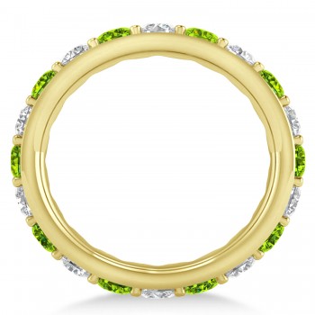 Diamond & Peridot Eternity Wedding Band 14k Yellow Gold (2.50ct)