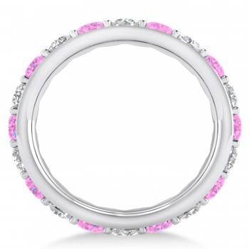 Diamond & Pink Sapphire Eternity Wedding Band 14k White Gold (2.50ct)