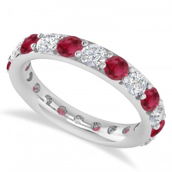 Diamond & Ruby Eternity Wedding Band 14k White Gold (2.50ct)