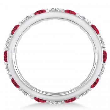 Diamond & Ruby Eternity Wedding Band 14k White Gold (2.50ct)