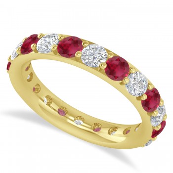 Diamond & Ruby Eternity Wedding Band 14k Yellow Gold (2.50ct)