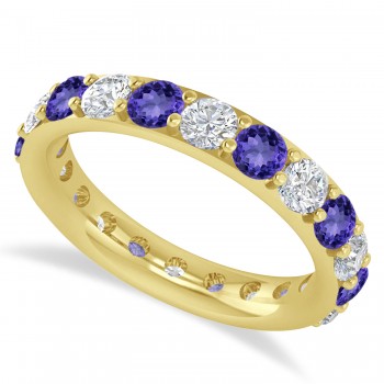 Diamond & Tanzanite Eternity Wedding Band 14k Yellow Gold (2.50ct)