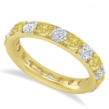 Yellow & White Diamond Eternity Wedding Band 14k Yellow Gold (2.50ct)