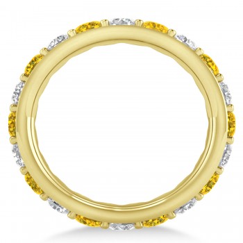 Diamond & Yellow Sapphire Eternity Wedding Band 14k Yellow Gold (2.50ct)