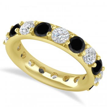 Black & White Diamond Eternity Wedding Band 14k Yellow Gold (4.20ct)