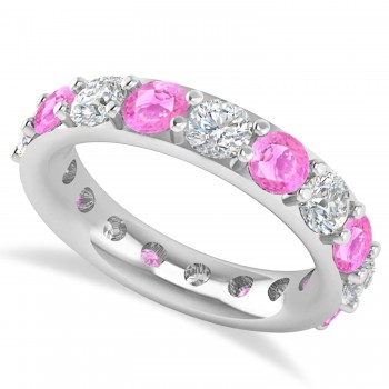 Diamond & Pink Sapphire Eternity Wedding Band 14k White Gold (4.20ct)