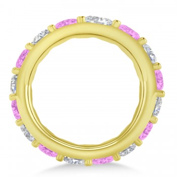 Diamond & Pink Sapphire Eternity Wedding Band 14k Yellow Gold (4.20ct)