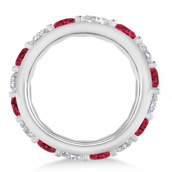 Diamond & Ruby Eternity Wedding Band 14k White Gold (4.20ct)