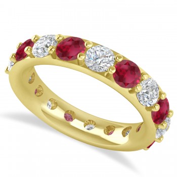 Diamond & Ruby Eternity Wedding Band 14k Yellow Gold (4.20ct)