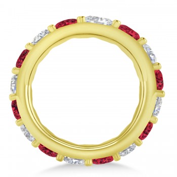 Diamond & Ruby Eternity Wedding Band 14k Yellow Gold (4.20ct)