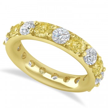 Yellow & White Diamond Eternity Wedding Band 14k Yellow Gold (4.20ct)