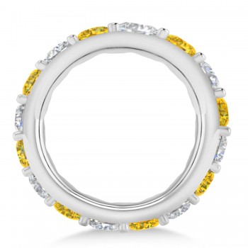 Diamond & Yellow Sapphire Eternity Wedding Band 14k White Gold (4.20ct)