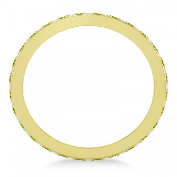 Diamond & Peridot Eternity Wedding Band 14k Yellow Gold (0.28ct)