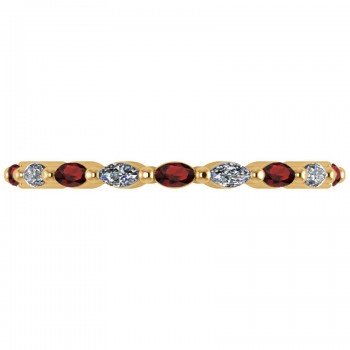 Diamond & Garnet Marquise Wedding Ring Band 14k Yellow Gold (0.74ct)