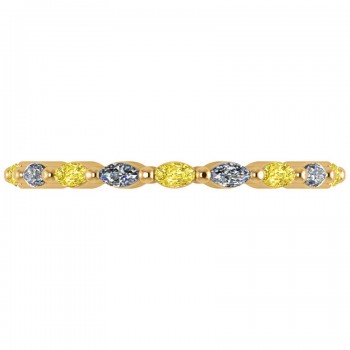 Yellow Diamond & Diamond Wedding Ring Band 14k Yellow Gold (0.74ct)