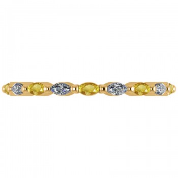 Diamond & Yellow Sapphire Marquise Wedding Ring Band 14k Yellow Gold (0.74ct)