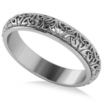Celtic Knot Infinity Wedding Band Ring 14K White Gold