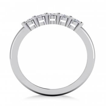 Oval Diamond Five Stone Wedding Band 14k White Gold (1.00ct)