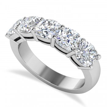 Cushion Diamond Five Stone Ring 14k White Gold (2.50ct)