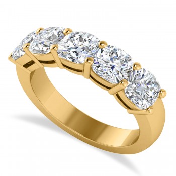 Cushion Diamond Five Stone Ring 14k Yellow Gold (2.50ct)