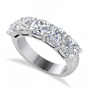 Cushion Diamond Five Stone Wedding Band 14k White Gold (3.75ct)