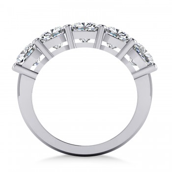 Cushion Diamond Five Stone Wedding Band 14k White Gold (3.75ct)