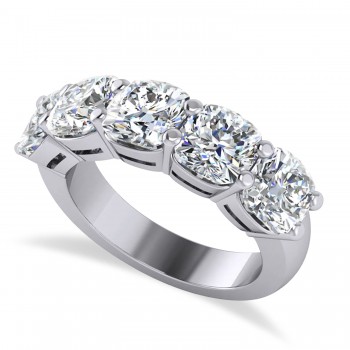 Cushion Diamond Five Stone Wedding Band 14k White Gold (5.00ct)