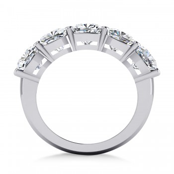 Cushion Diamond Five Stone Wedding Band 14k White Gold (5.00ct)