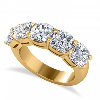 Cushion Diamond Five Stone Wedding Band 14k Yellow Gold (5.00ct)