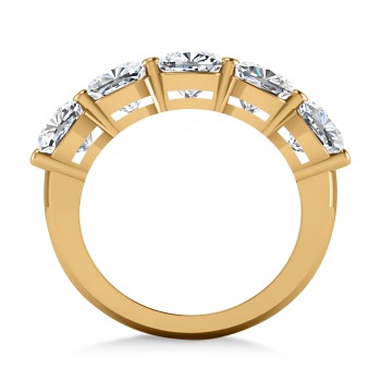 Cushion Diamond Five Stone Wedding Band 14k Yellow Gold (5.00ct)