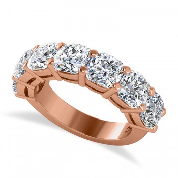Cushion Lab Grown Diamond Seven Stone Wedding Band 14k Rose Gold (5.25ct)