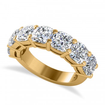 Cushion Lab Grown Diamond Seven Stone Wedding Band 14k Yellow Gold (5.25ct)