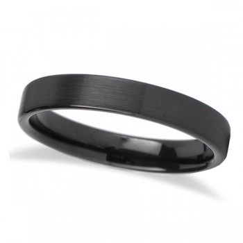 Brushed Finish Flat Carbide Black Tungsten Wedding Band (4mm)