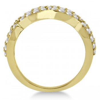 Pave Set Twisted Infinity Diamond Ring Band 14k Yellow Gold (0.75ct)