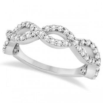 Twisted Infinity Semi-Eternity Diamond Band 14k White Gold (0.60ct)