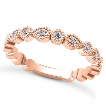 Diamond Wedding Band w/ Milgrain Edging 14k Rose Gold (0.21ct)