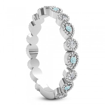 Alternating Diamond & Aquamarine Wedding Band Platinum (0.21ct)
