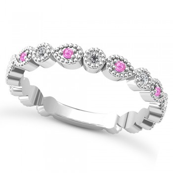Alternating Diamond & Pink Sapphire Wedding Band Platinum (0.21ct)
