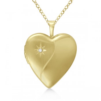 Gold Vermeil Split Heart-Shape Diamond Locket Necklace (0.01ct)