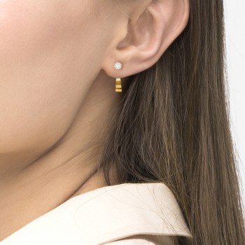 J-Hoop Earring Jackets in Plain Metal 14k Yellow Gold