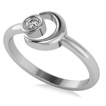 Diamond Crescent Moon Fashion Ring 14k White Gold (0.10ct)