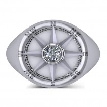 Men's Diamond Nautical Compass Fashion Ring 14k White Gold (0.25ct)