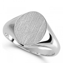 Men's Oval Shaped Signet Ring Engravable 14k White Gold 10x8mm