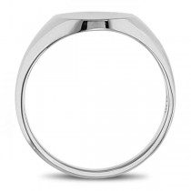 Men's Oval Shaped Signet Ring Engravable 14k White Gold 10x8mm