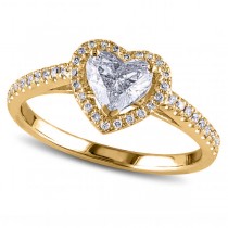 Heart Shaped Diamond Halo Engagement Ring in 14k Yellow Gold (1.00ct)