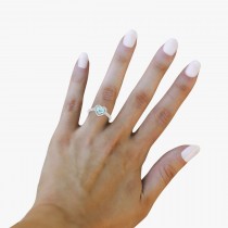 Heart Shaped Aquamarine & Diamond Halo Engagement Ring 14k White Gold 1.50ct