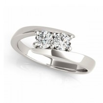 Diamond Solitaire Tension Two Stone Ring 14k White Gold (0.50ct)