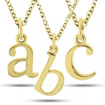 Lower-Case Block Letter Single Initial Pendant Necklace 14k Yellow Gold