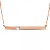 Horizontal Bar Necklace with Diamond Accent 14k Rose Gold 0.10ct